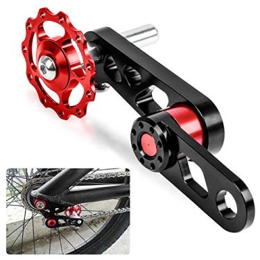 Imagem de PSLER Guia de corrente tensor de corrente de alumínio fixo de velocidade única com desviador guia de corrente de bicicleta para bicicleta dobrável acessórios de substituição vermelho
