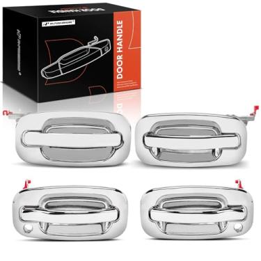 Imagem de A-Premium Maçanetas externas externas compatíveis com Chevrolet Silverado 1500 HD 2500 3500 Classic, Tahoe, Suburban, Avalanche e GMC Sierra 3500 Classic, Yukon e Cadillac Escalade, Chrome, conjunto
