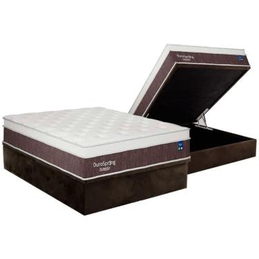 Imagem de Cama Box Baú Casal: Colchão Molas Bonnel Plumatex Superlastic Durospring + Base Crc Suede Brown (138x188)