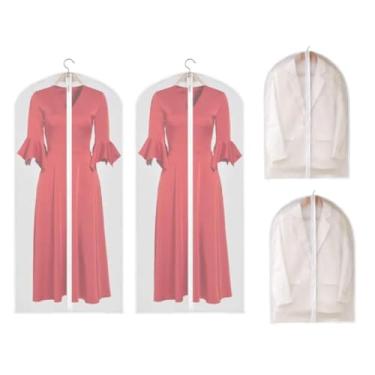 Imagem de Genérico - Capa Protetora para Terno, Vestido e Roupas, 60x137 cm, Transparente, Impermeável, com Zíper (2 unidades 60x137+ 2 unidades 60x90)