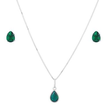 Imagem de Conjunto Corrente Colar 60cm Gota Brincos Em Prata 925 - DR Joias, Ver