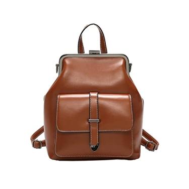 Imagem de Mochilas femininas vintage de couro PU bolsas escolares para adolescentes meninas mochila para bolsa de ombro feminina(Brown)
