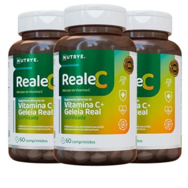 Imagem de kit com 3 Suplemento de Geleia Real Liofilizada + Vitamina C 60 comprimidos Puro Original