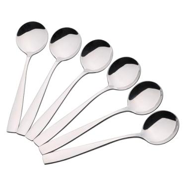Imagem de Colher de sopa Begale, colheres redondas de aço inoxidável, conjunto com 12