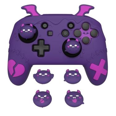 Imagem de PlayVital Gothic Imp Series Cute Silicone Case for Nintendo Switch Pro Controller with 4 Thumb Grip & 2 Sticker, Non-Slip Anti-Scratch Protective Silicone Skin Cover - Purple