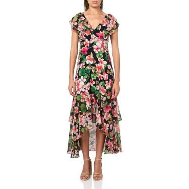 Imagem de Tommy Hilfiger Vestido longo feminino com decote V claro, Preto Multi, 36