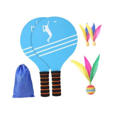 Imagem de Colaxi 2x Kids Badminton Paddle Set Badminton Kit Exercício Profissional Força Profissional Shuttlecock e Racket Conjunto para Amigo da praia, Style B