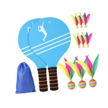 Imagem de Colaxi 2x Kids Badminton Paddle Set Badminton Kit Exercício Profissional Força Profissional Shuttlecock e Racket Conjunto para Amigo da praia, Style C