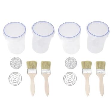 Imagem de Conjunto de Contêineres de Tinta, 4pcs 1000ml de Copo de Armazenamento Transparente de Tinta Transparente Com Mixagem de Pincel de Pincel de Bola Sobras de Tinta Copos Com Tampas