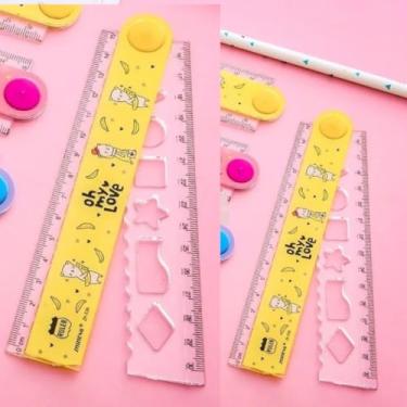 Imagem de Régua Plástica Estampada com Diversas Formas Geométricas -15cm a 30 centímetros (Amarelo)