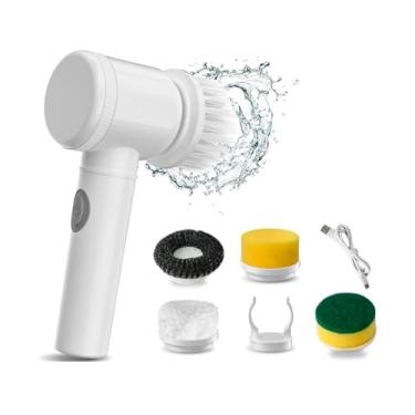 Imagem de Escova de Limpeza Elétrica Giratória Multifuncional, 6 em 1, Recarregável USB - Escova de Limpeza Automática Portátil 6 em 1 para Casa e Carro