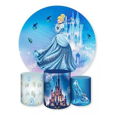 Imagem de Kit Painel de Festa Redondo Trio Cilindro - CINDERELA - DeCarllos