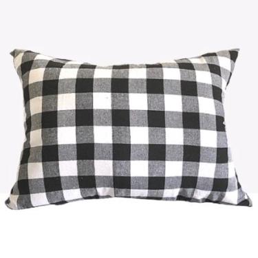 Imagem de Almofada Decorativa Grande Encosto Apoio Lombar Almofadão Leitura Estudo Cama Sofá Pallet Xadrez Preto Branco 80x60