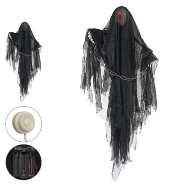 Imagem de Boneco fantasma halloween c/movimento (preto) 85cm