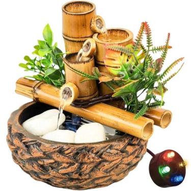 Imagem de Fonte De Agua Decorativa Chafariz Sizal Cascata Quedas Bica Bambu Zen 