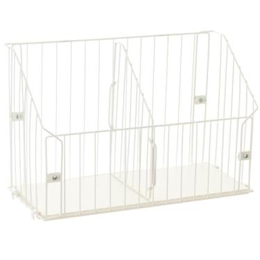 Imagem de Cesto Organizador de Parede Grande, Cor Branco Microtextura com Madeira Branca, Metaltru