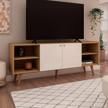 Imagem de Rack para TV Até 60 Polegadas Vértice 2 Portas 100% Mdf Cinamomo/Off White - Genialflex