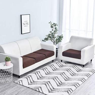 Imagem de WMLTZFUS Capa de sofá elástica de cor sólida, estilo moderno, capa de sofá de alta elasticidade para proteção de móveis, antiderrapante, lavável na máquina, capas de sofá - café||Quad ampliado