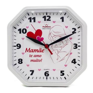 Imagem de Relógio de Parede Redondo Gama Oitavado Branco Mamãe 2 Plashome Sala C
