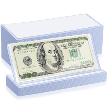 Imagem de Wanmu Pacote com 100 porta-moedas, porta-moedas, plástico rígido, transparente, capa protetora rígida para notas de dólar, à prova d'água, para colecionadores de papel-moeda