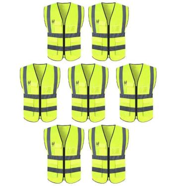 Imagem de Colete Refletivo Sinalizador Kit 7 Unidades Epi Segurança Proteçao Blusao Fluorescente Obra