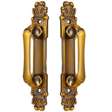 Imagem de Puxador Duplo Mozart 215mm Porta Pivotante Correr Passagem Madeira Vidro Colonial Clássico Rústico Maxima Metais (Ouro Velho)