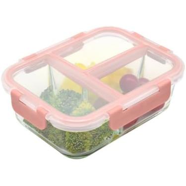 Imagem de Pote de Vidro Hermético com Divisórias, 1040ml, Tampa Lock, Marmita Reutilizável, Borossilicato