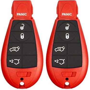 Imagem de 2 Chaveiros de Controle Remoto de Entrada Vermelho Sem Tecla com 5 Botões Fob M3N5WY783X IYZ-C01C Apenas para Jeep Grand Cherokee e Commander – CASE/SHELL (Sem Eletrônicos)