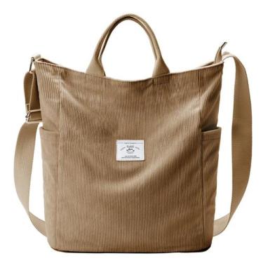 Imagem de Sacola feminina KALIDI Corduroy Zipper Messenger Anti Splash