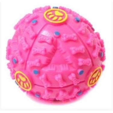 Imagem de Bolinha Petisco Interativo Cachorro Com Apito Grande Rosa