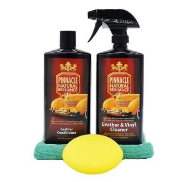 Imagem de Pinnacle Natural Brilliance Combo de couro | Condicionador de couro automotivo e limpador de vinil | Kit combo de limpeza e condição | Conjunto de 2 peças | PIN-250340 | 2 frascos de 473 ml