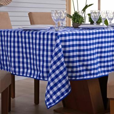 Imagem de Toalha de Mesa Oxford Xadrez 220 x 155 cm 100% Poliéster com Viés Reforçado (Xadrez Azul)