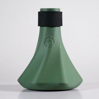 Imagem de Mudo de treino de trombone baixo – QooMute com sistema de cápsula 3 em 1 (silenciador, sopro, tom) – Design de latão (oliva - verde)