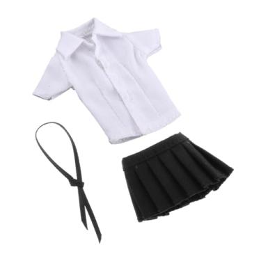 Imagem de menolana Roupas de boneca feminina em escala 1/12, fantasia, saia curta, camisa com gravata, miniatura da moda para figuras femininas de 6 polegadas, acessório, Camisa Branca