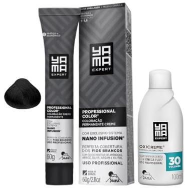 Imagem de Kit Coloração Yama Nano Infusion Profissional 3.0 Castanho Escuro E Ox Cremosa 30vol 100ml