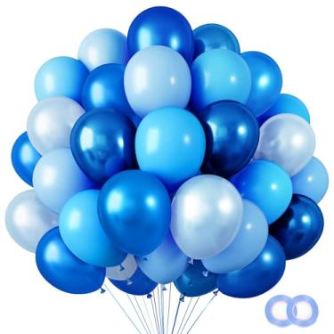 Imagem de RUBFAC 65pcs 12 Inches Blue Balloon Arch Garland Kit, Metallic Chrome Blue Balloons Pearl Blue Balloons Pastel Blue Balloons Light Blue Balloons for Baby Shower Wedding Frozen Theme Party Decorations