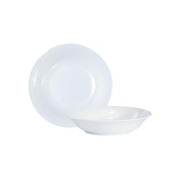 Imagem de Prato de lanche resistente a altas temperaturas de cerâmica circular de cor sob o esmalte doméstico estilo chinês - prato de frutas branco puro de 25,4 cm