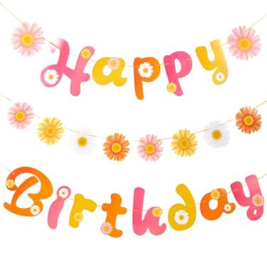 Imagem de PAPER JAZZ Decorações Para Festa De Aniversário Com Margaridas, Faixa Desenho Animado Feliz, Guirlanda Fofa Chá Bebê Tema Hippie, Suprimentos Florais Boho