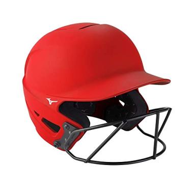 Imagem de Capacete de rebatida Mizuno F6 adulto Fastpitch softball com máscara, vermelho, G/GG