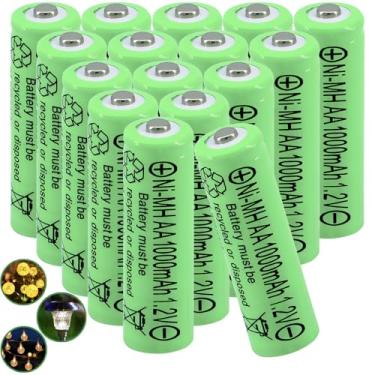 Imagem de Yibatopow Pacote Com 16 Pilhas Recarregáveis 1,2 V Nimh Aa, 1000 Mah, Alta Capacidade, Pré-Carregadas, Bateria Duplo A Para Iluminação Solar De Jardim, Poste Luz, Cordão Equipamentos Domésticos