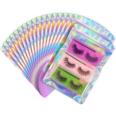 Imagem de FUNFERY Sacos holográficos à prova de cheiro de janela transparente de canto redondo de 14 x 20 cm, sacos resseláveis Mylar, bolsa de embalagem para doces, joias, suprimentos para pequenas empresas