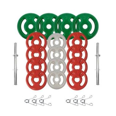 Imagem de Kit Halteres De Barras 40cm + Anilhas Emborrachadas 28kg - SEPO