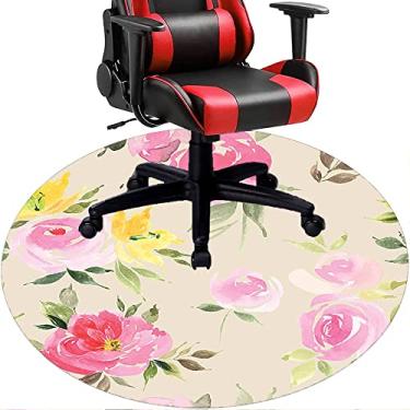Imagem de Tapete de cadeira de escritório com flores, textura de flor, tapete de cadeira de mesa para piso de madeira de escritório em casa, protetor de piso de pilha baixa, redondo de 91 cm