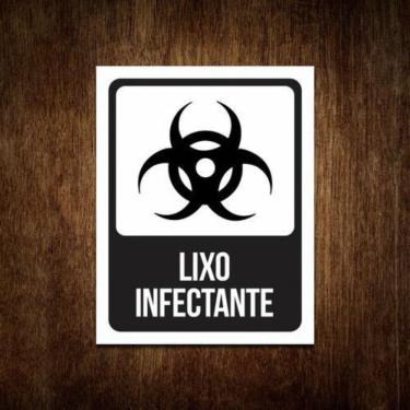 Imagem de Placa Lixo Infectante - De Sinalização Preto E Branco 27x35