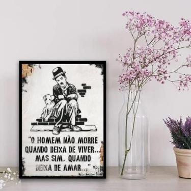 Imagem de Quadro Frase De Amor Charlie Chaplin 24X18Cm - Vidro Preta - Quadros O