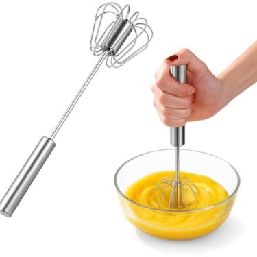 Imagem de Batedor De Ovos E Claras Fouet Semiautomático Giratório Em Inox Design Profissional Para Cozinha