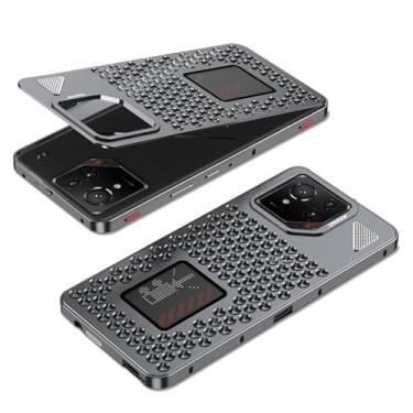 Imagem de QUIETIP Capa compatível com ROG Phone 9 e 9 Pro 5G com protetor de tela, capa de armação de metal, cinza