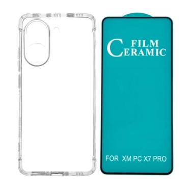 Imagem de Capa Capinha Case Anti Impacto + Película de Ceramica 9d, silicone transparente clear com bordas reforçadas e flexível com efeito cristal Compátivel com Xiaomi Poco X7 Pro