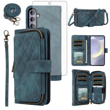 Imagem de Capa de celular para Samsung Galaxy S24 Plus/S25 Plus S24+ S25+ 5G Capa carteira celular com protetor de tela transversal alça flip bolsa porta-cartões S24Plus 24S + S 24 24+ S25Plus 25S 25+ SM-S936U