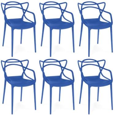 Imagem de Kit 6 Cadeiras de Jantar Allegra Prática Empilhável - Azul Petróleo